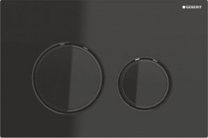 Przycisk spłukujący Geberit Przycisk uruchamiający Geberit Sigma21, przedni, szkło czarne, pierścienie: czarny chrom [1] 1