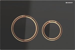 Przycisk spłukujący Geberit Przycisk uruchamiający Geberit Sigma21, przedni, szkło czarne, pierścienie: czerwone złoto [1] 1