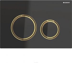 Przycisk spłukujący Geberit Przycisk uruchamiający Geberit Sigma21, przedni, szkło czarne, pierścienie: mosiądz [1] 1