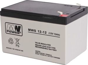 MW Power Pb 12V 12Ah bezobsługowy (waga 3.25kg, prąd ład. 4A, prąd rozład. 135A) 1