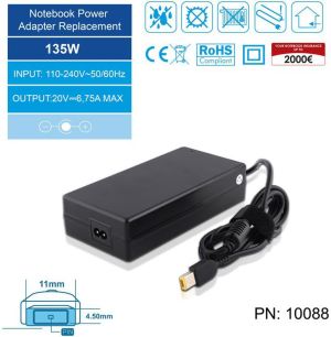 Zasilacz do laptopa Whitenergy 20V/6.75A 135W Wtyczka 11 x 4.5 x 0.6mm Lenovo Czarny (10088) 4