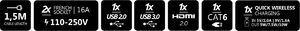Spacetronik Gniazdo Blatowe z Ładowarką HDMI 2xUSB CAT6 Zasuwane Spacetronik SPS-S27B 7