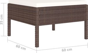 vidaXL VidaXL 6-cz. zestaw wypoczynkowy do ogrodu, poduszki, rattan PE, brąz 6