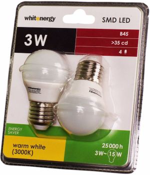 Whitenergy LED Pakietx2 |SMD2835 | B45 | E27 | Moc : 3W |Światło : 210LM (9954) 1