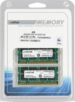 Pamięć do laptopa Crucial DDR2 SODIMM, 4GB (2x2GB), 667MHz, PC2-5300, 200pin do Mac (CT2C2G2S667MCEU) 3