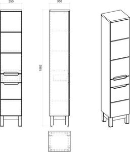 Elior Słupek łazienkowy stojący Marsylia 2X - Biały połysk 3