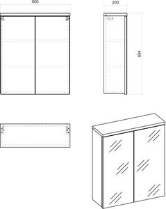 Elior Szafka łazienkowa z lustrem Marsylia 6X 60 cm - Biały 4