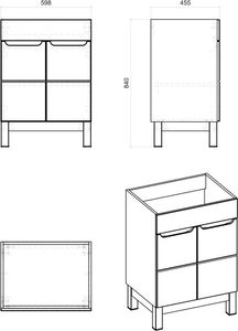 Elior Szafka pod umywalkę Marsylia 3X 60 cm - Biały połysk 3