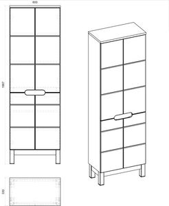 Elior Szafka łazienkowa słupek Marsylia 11X - Biały połysk 2