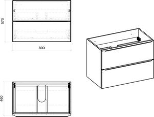 Elior Podwieszana szafka łazienkowa pod umywalkę - Malta 3X Dąb 80 cm 3