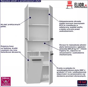 Elior Szafka łazienkowa Malmo 2X - biały połysk 2