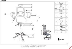 Krzesło biurowe Halmar Arsen Popielate 6