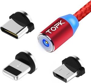 Kabel USB Topk Magnetyczny kabel 3w1 Micro USB-C do iPhone 1m uniwersalny 1