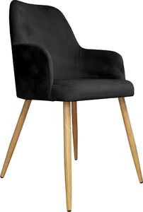 Atos Krzesło WEZERA VELVET czarne/dąb tapicerowane na czterech nogach ATOS 1