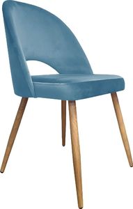 Atos Krzesło ISKAR 2 VELVET ciemno niebieskie/dąb na metalowych nogach ATOS 1