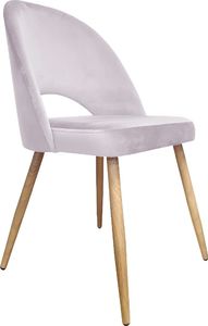 Atos Krzesło ISKAR 2 VELVET jasno różowe/dąb na czterech nogach do salonu ATOS 1