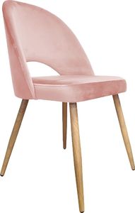 Atos Krzesło ISKAR 2 VELVET różowe/dąb nowoczesne do salonu ATOS 1