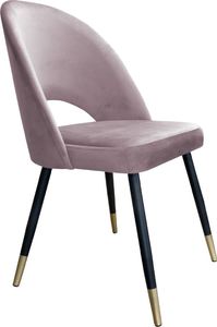 Atos Krzesło ISKAR VELVET GOLD jasno różowe na czarnych nogach do salonu ATOS 1
