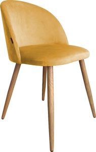 Atos Krzesło CLAUDINE 2 VELVET żółte/dąb nowoczesne na metalowych nogach ATOS 1