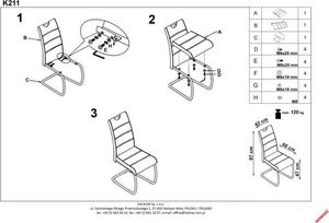 Halmar Krzesło K349 szare z uchwytem na srebrnej płozie HALMAR 2
