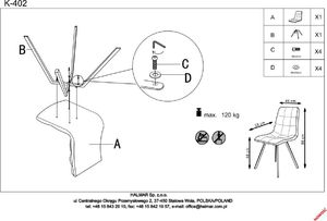 Halmar Krzesło K402 beżowe tapicerowane z przeszyciami do salonu HALMAR 3