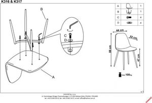 Halmar Krzesło K316 szare tapicerowane na metalowych nogach HALMAR 2