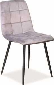 Signal Krzesło MILA VELVET szare z czarnymi nogami w stylu glamour SIGNAL 1