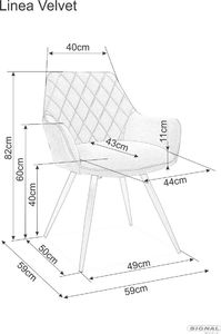 Signal Krzesło LINEA VELVET szare/czarne tapicerowane aksamitem SIGNAL 4