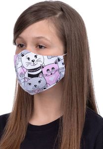 Partner Tele.com Profilowana Maska Wielokrotnego Użytku dla dzieci 8-12 lat Kotki 2