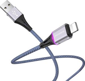 Kabel USB Borofone USB-A - Lightning 1.2 m Niebieski (6931474728210) 1