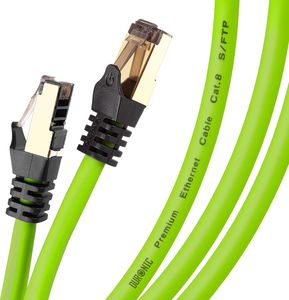 Duronic Duronic CAT8 1 m Kabel sieciowy LAN S/FTP zielony transmisja 40GB skrętka ethernet pachcord 1