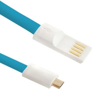Kabel USB Qoltec płaski, USB-MicroUSB, M-M, 1.0m, biało-niebieski 1