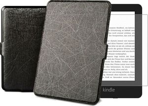 Pokrowiec Alogy Etui Alogy Leather Smart Case Kindle Paperwhite 1/2/3 Czarne + Szkło uniwersalny 4