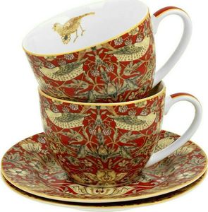 DUO Filiżanki ze spodkami 280 ml komplet 2 szt. RED William Morris DUO uniwersalny 3