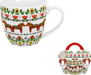 DUO Kubek Porcelanowy 460ml Koniki Etno Ludowe Regionalne Wzory na Prezent 1