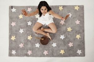 Lorena Canals Dywan dziecięcy TRICOLOR STAR 120x160 szary/różowy w gwiazdki LORENA CANALS 1