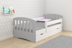 Kocot Kids Łóżko CLASSIC 1 MIX szare z materacem i szufladą 3