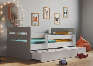 Kocot Kids Łóżko TOMI MIX 160x80 białe/szare dziecięce z barierką i szufladą 6