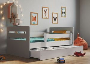 Kocot Kids Łóżko TOMI MIX 180x80 białe/szare dla dziecka z barierką 2