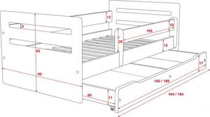 Kocot Kids Łóżko TOMI MIX 180x80 białe/szare dla dziecka z barierką 4