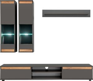 ASM Meble Meblościanka MODO antracyt z podświetlanymi witrynami ASM Meble 2