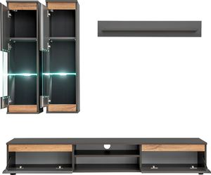 ASM Meble Meblościanka MODO antracyt z podświetlanymi witrynami ASM Meble 3