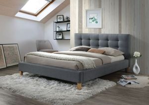 Signal Łóżko TEXAS szare tapicerowane do sypialni na drewnianych nogach SIGNAL 1