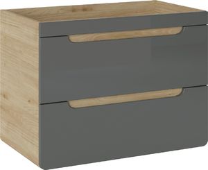 Comad Szafka pod umywalkę ARUBA 80 cm szara połysk/dąb wisząca szeroka COMAD 1