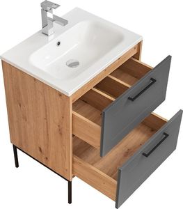 Comad Szafka pod umywalkę MODUO / MADERA GREY 820 grafitowa/dąb 60 stojąca i wisząca COMAD 4