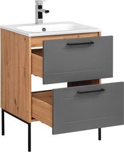Comad Szafka pod umywalkę MODUO / MADERA GREY 820 grafitowa/dąb 60 stojąca i wisząca COMAD 8