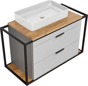Comad Szafka pod umywalkę nablatową MANHATTAN 100 cm szara wisząca z szufladami COMAD 1