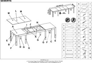 Halmar Stół SEWERYN biały rozkładany dla 12 osób HALMAR 3