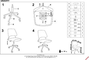 Krzesło biurowe Halmar Gravity Popielaty 2