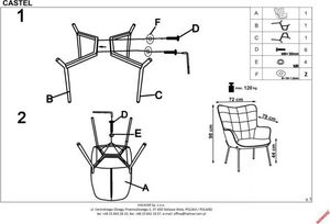 Halmar Fotel CASTEL szary pikowany na cienkich nóżkach w stylu loft HALMAR 3